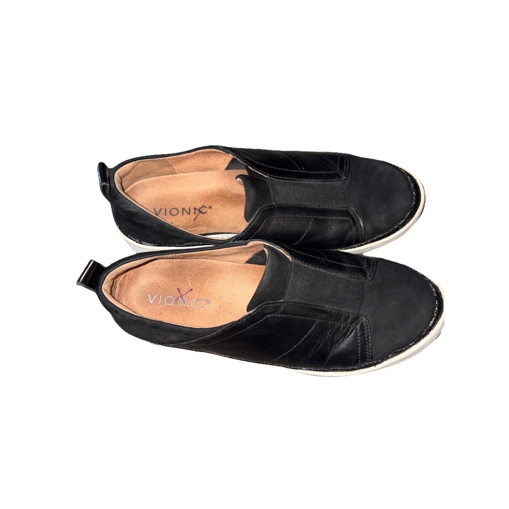 Vionic Slip-On Loafers Zinah Women's‎ Sz 7 Black Leather Casual Sneakers Shoes - Picture 3 of 9
